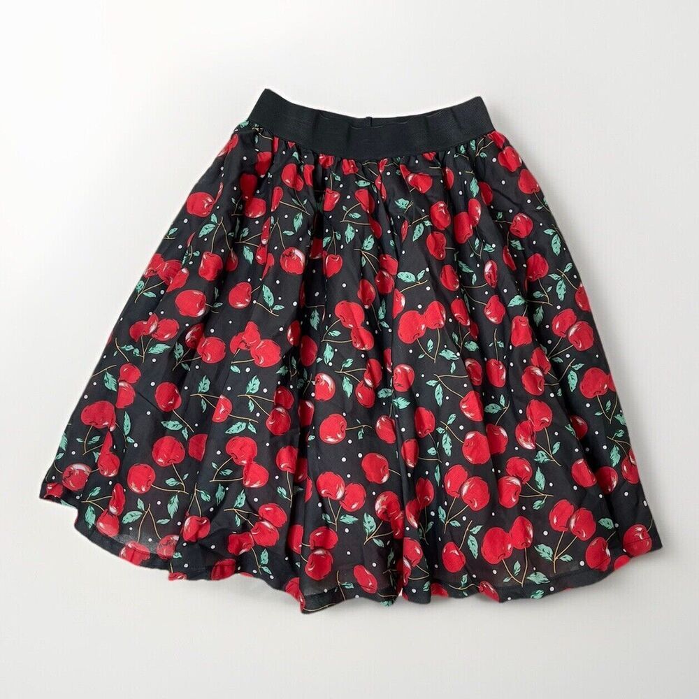 Rockabilly Women S Skirt Cherry Black 1950s Costume Retro Full Circle Red Tulle